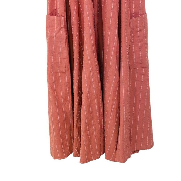 LULUS Size Small Midi Linen Blend Sundress Button Front with Pockets Striped NWT - Picture 9 of 10